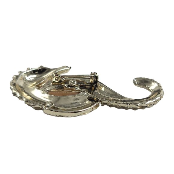 Vtg Seahorse Brooch Pink Belly Silver Tone 2.25" Sea Nautical Animal Beach Gift - Picture 8 of 9